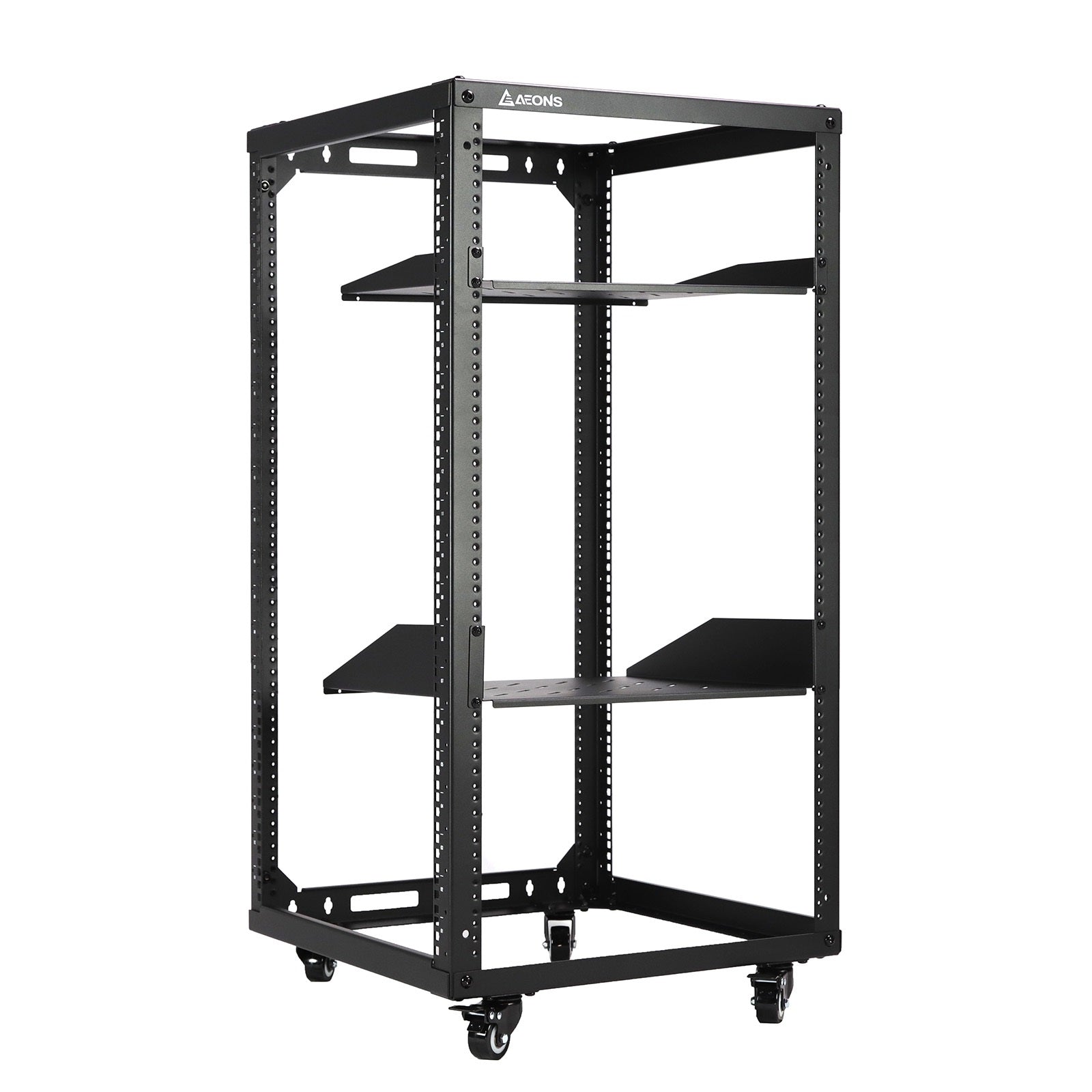 4-Post Wall Mount Open Frame Rack, Side Mount, Floor-Standing w/ Casters Flat Box 4-Post Wall Mount Open Frame Rack, Side Mount, Floor-Standing w/ Casters Flat Box